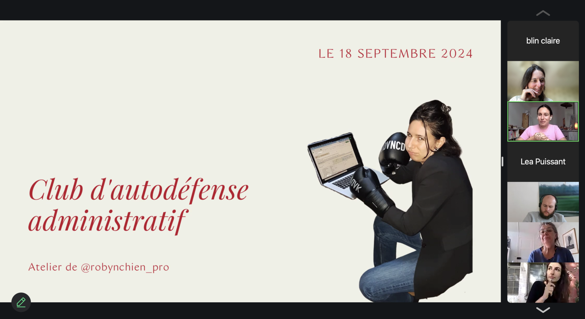 Session d’information “Atelier d’autodéfense administrative avec Robyn Chien” - 18 septembre 2024
